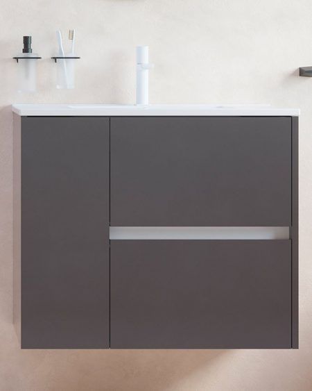 Set Mestral: Mueble de baño con lavabo y columna auxiliar - Graphite